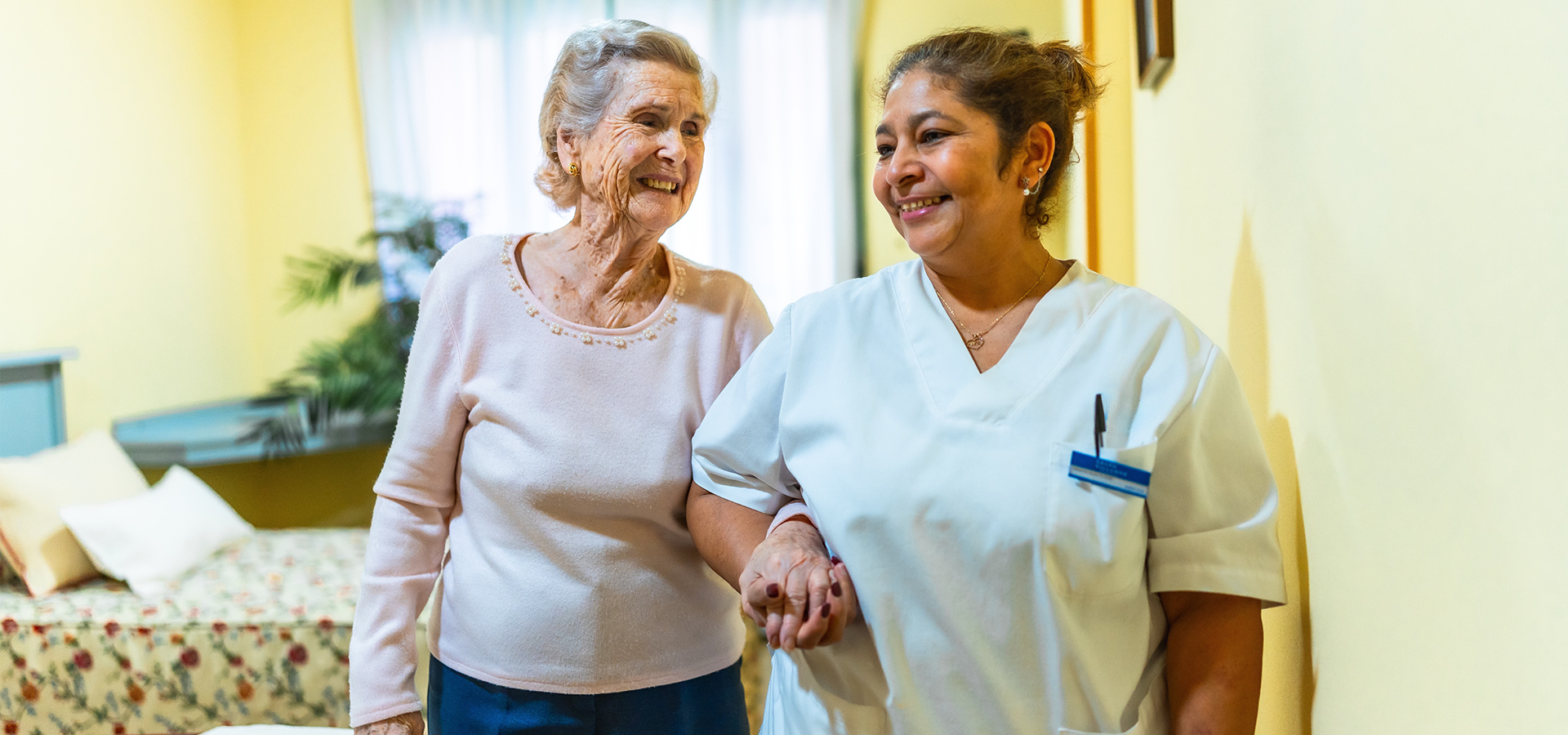 Nurse helping woman